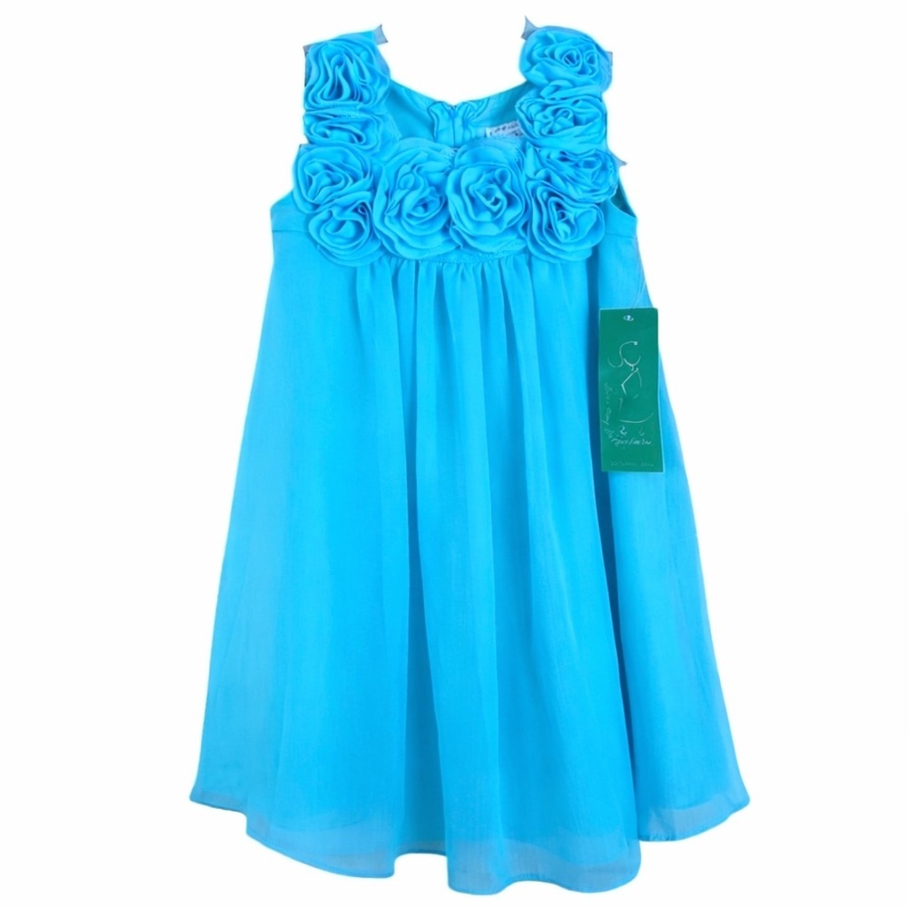 NWT Sophia Young Girls Turquoise Rosette Size 6 Flower Girl Pageant Party Dress